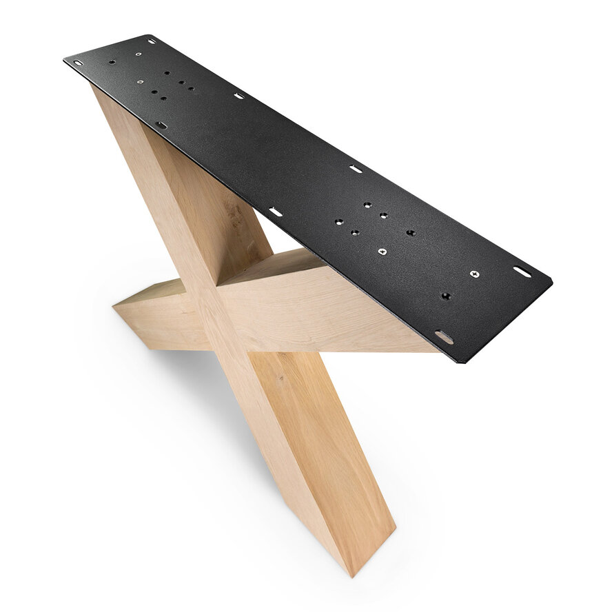 Eiken kruispoot SET (2 stuks) 12x12 cm - 72 cm hoog - 78 cm breed - Rustiek licht geborsteld - X-tafelpoot 12% KD Europees eikenhout Eiken kruispoot SET (2 stuks) 12x12 cm - 72 cm hoog - 78 cm breed - Rustiek licht geborsteld - X-tafelpoot 12% KD Europees eikenhout