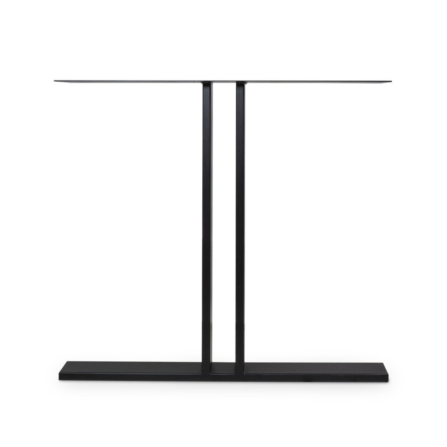Zwarte T-poten (set) - staal / ijzer - 2x8 cm - hoogte: 72 cm - breedte (montageplaat): 78 cm - tafelpoot metaal zwart gecoat Zwarte T-poten (set) - staal / ijzer - 2x8 cm - hoogte: 72 cm - breedte (montageplaat): 78 cm - tafelpoot metaal zwart gecoat