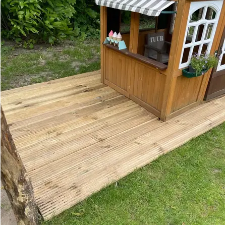 Geïmpregneerd grenen vlonderplank - 28x140 mm - geschaafd - gegroefde terrasplank - geïmpregneerd grenenhout KD 18-20%