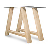 Eiken A-poot SET (2 stuks) 10x4 cm - 72 cm hoog - 76-78 cm breed - A-tafelpoot 12% KD Europees eikenhout