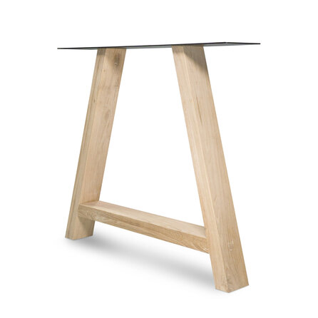 Eiken A-poot SET (2 stuks) 10x4 cm - 72 cm hoog - 76-78 cm breed - A-tafelpoot 12% KD Europees eikenhout