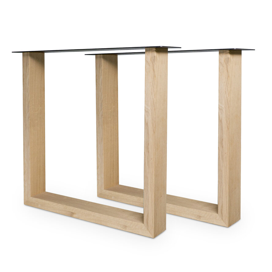 Eiken U-poot SET (2 stuks) 10x4 cm - 72 cm hoog - 70 cm breed onderzijde - 78 cm breed bovenzijde - U-tafelpoot 12% KD Europees eikenhout Eiken U-poot SET (2 stuks) 10x4 cm - 72 cm hoog - 70 cm breed onderzijde - 78 cm breed bovenzijde - U-tafelpoot 12% KD Europees eikenhout