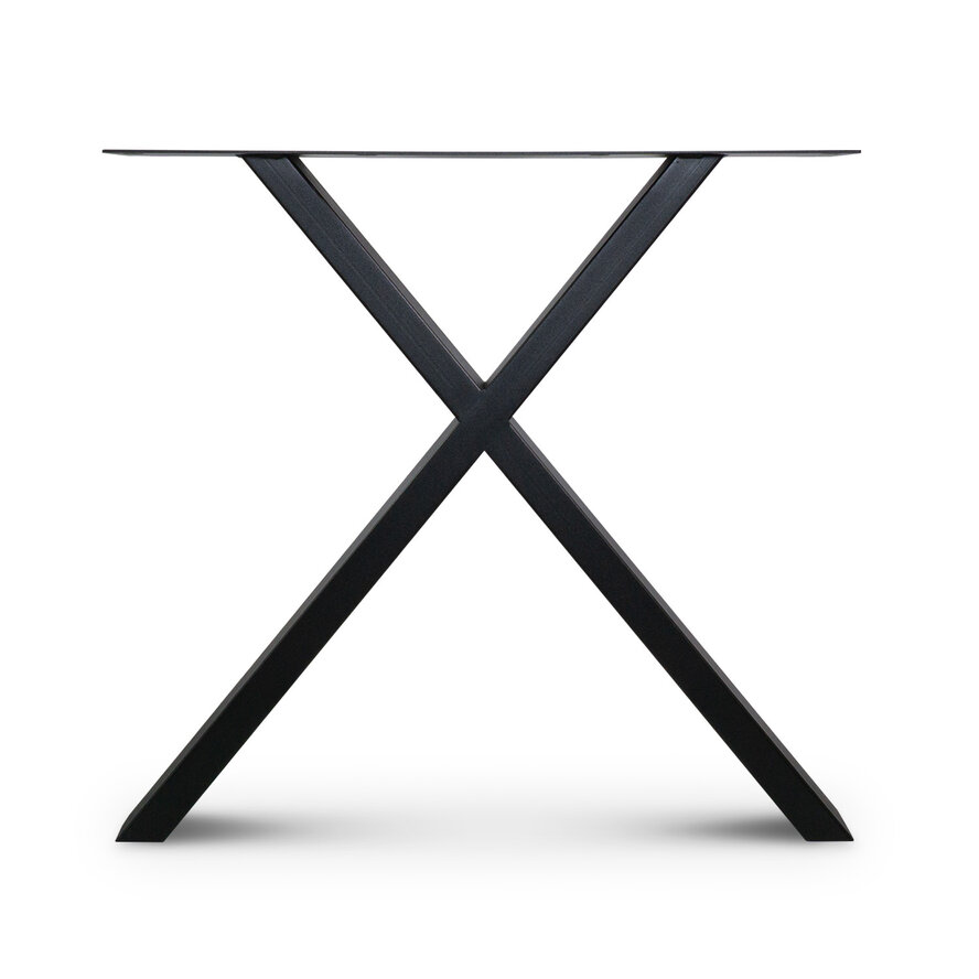Zwarte X-poten (set) - staal / ijzer - 4x10 cm - hoogte: 72 cm - breedte (montageplaat): 78 cm - tafelpoot metaal zwart gecoat Zwarte X-poten (set) - staal / ijzer - 4x10 cm - hoogte: 72 cm - breedte (montageplaat): 78 cm - tafelpoot metaal zwart gecoat