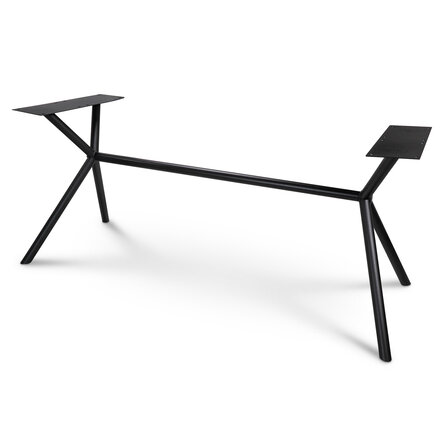 Zwart x-poot frame tafelonderstel (3-delig) - staal / ijzer - afmeting: 70x196 cm - breedte montageplaat: 78 cm - hoogte: 72 cm - kruispoot onderstel metaal zwart gecoat