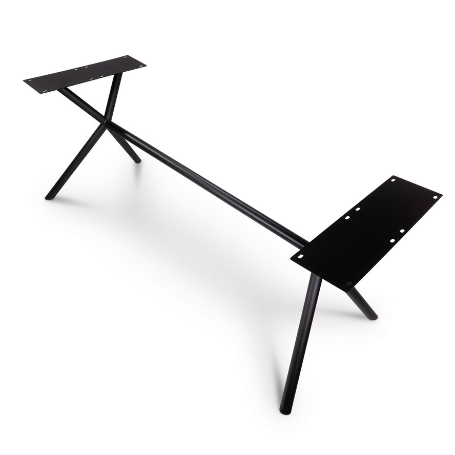 Zwart x-poot frame tafelonderstel (3-delig) - staal / ijzer - afmeting: 70x196 cm - breedte montageplaat: 78 cm - hoogte: 72 cm - kruispoot onderstel metaal zwart gecoat Zwart x-poot frame tafelonderstel (3-delig) - staal / ijzer - afmeting: 70x196 cm - breedte montageplaat: 78 cm - hoogte: 72 cm - kruispoot onderstel metaal zwart gecoat