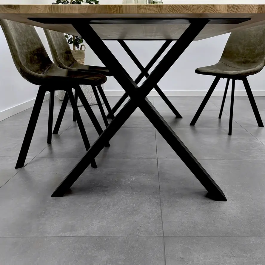 Zwarte X-poten (set) - staal / ijzer - 4x10 cm - hoogte: 72 cm - breedte (montageplaat): 78 cm - tafelpoot metaal zwart gecoat Zwarte X-poten (set) - staal / ijzer - 4x10 cm - hoogte: 72 cm - breedte (montageplaat): 78 cm - tafelpoot metaal zwart gecoat