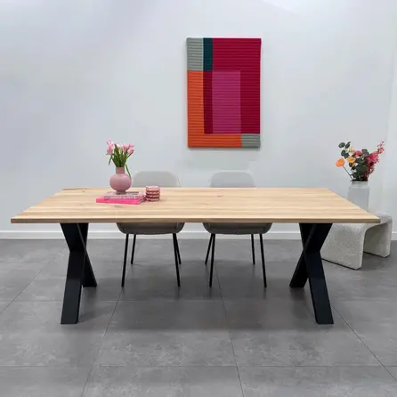 Zwarte X-poten (set) - staal / ijzer - 4x10 cm - hoogte: 72 cm - breedte (montageplaat): 60 cm - tafelpoot metaal zwart gecoat