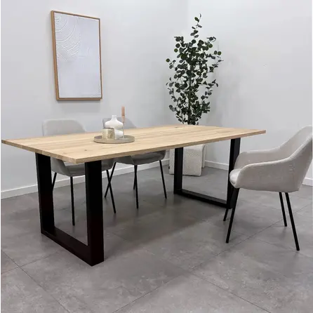 Zwarte U-poten (set) - staal / ijzer - 4x10 cm - hoogte: 72 cm - breedte (montageplaat): 78 cm - tafelpoot metaal zwart gecoat