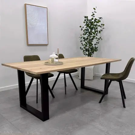 Zwarte U-poten (set) - staal / ijzer - 4x10 cm - hoogte: 72 cm - breedte (montageplaat): 78 cm - tafelpoot metaal zwart gecoat