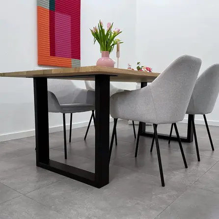 Zwarte U-poten (set) - staal / ijzer - 4x10 cm - hoogte: 72 cm - breedte (montageplaat): 78 cm - tafelpoot metaal zwart gecoat