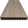 Composiet vlonderplank - hol (niet massief) - vergrijsd hout look - 23x210 mm - 1 zijde geschaafd / 1 zijde geborsteld (optiek) - terrasplank met blinde bevestiging - houtcomposiet
