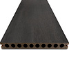 Composiet vlonderplank - hol (niet massief) - zwart ebben look - 23x210 mm - 1 zijde geschaafd / 1 zijde geborsteld (optiek) - terrasplank met blinde bevestiging - houtcomposiet
