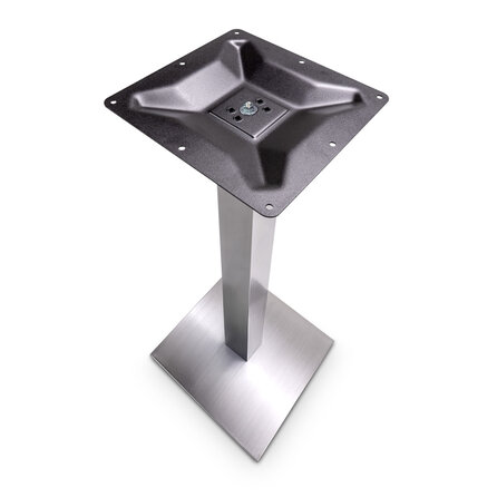 Gietijzeren statafel onderstel vierkant RVS look - op voet - 8x8 cm - 108 cm hoog - 40x40 cm (voet)plaatafmeting - RVS look (glad) gecoat