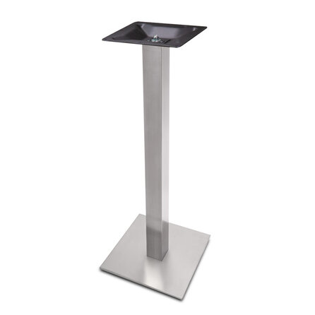 Gietijzeren statafel onderstel vierkant RVS look - op voet - 8x8 cm - 108 cm hoog - 40x40 cm (voet)plaatafmeting - RVS look (glad) gecoat
