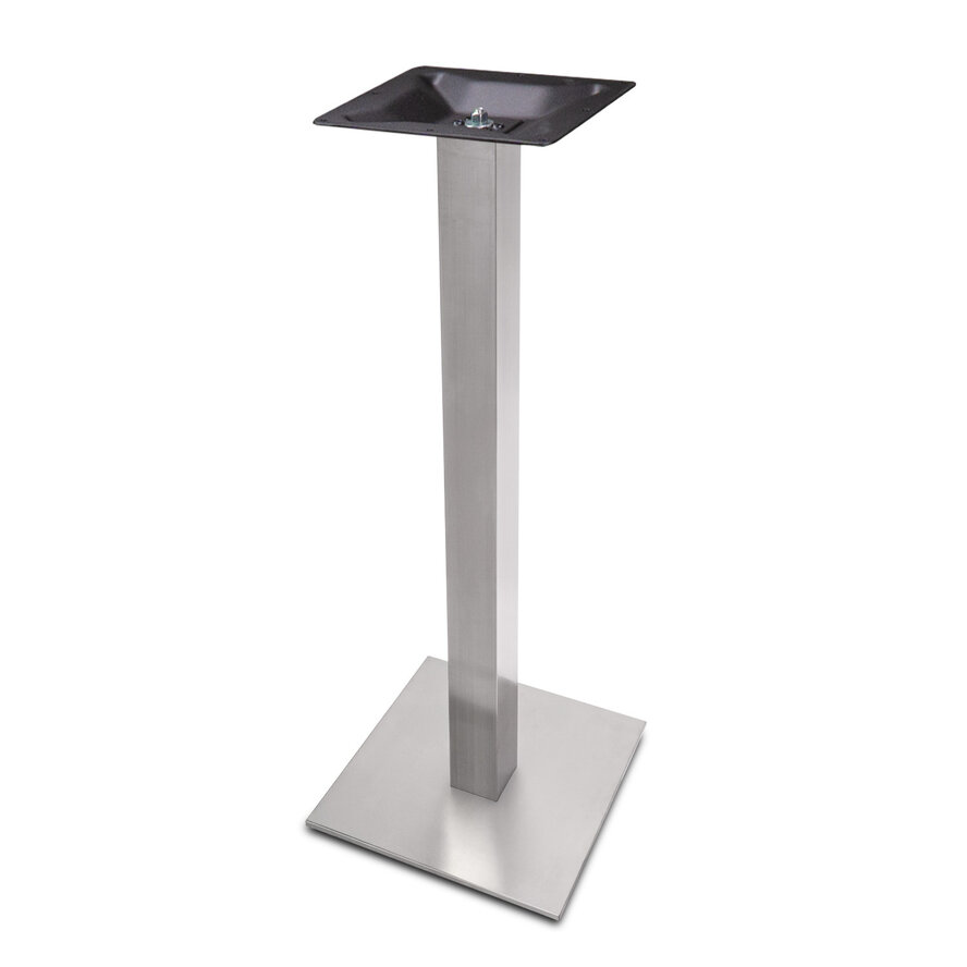 Gietijzeren statafel onderstel vierkant RVS look - op voet - 8x8 cm - 108 cm hoog - 40x40 cm (voet)plaatafmeting - RVS look (glad) gecoat Gietijzeren statafel onderstel vierkant RVS look - op voet - 8x8 cm - 108 cm hoog - 40x40 cm (voet)plaatafmeting - RVS look (glad) gecoat