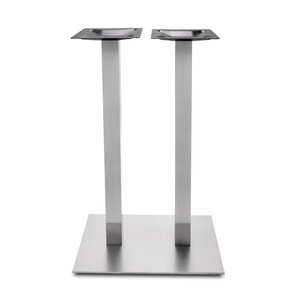 Gietijzeren statafel onderstel DUO vierkant RVS look - 8x8cm - 108 cm hoog - 40x70 cm (voet)plaatafmeting - GECOAT