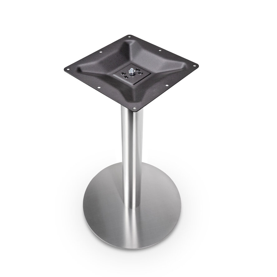 Gietijzeren (horeca)tafel onderstel rond RVS look - op voet - diameter 8 cm - 72 cm hoog - diameter 43 cm (voet)plaatafmeting - RVS look (glad) gecoat Gietijzeren (horeca)tafel onderstel rond RVS look - op voet - diameter 8 cm - 72 cm hoog - diameter 43 cm (voet)plaatafmeting - RVS look (glad) gecoat