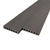 Composiet vlonderplank - hol (niet massief) - antraciet look - 23x138 mm - 1 zijde geschaafd / 1 zijde geborsteld (optiek) - terrasplank met blinde bevestiging - houtcomposiet