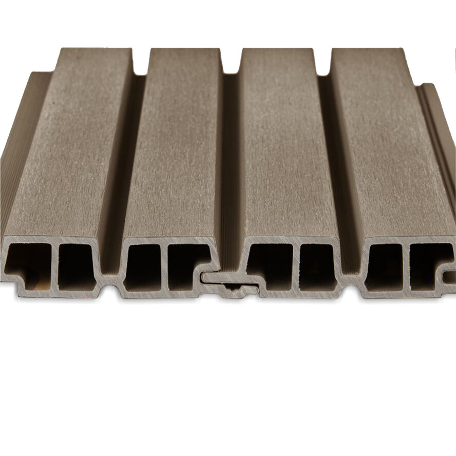 Composiet dubbel blokprofiel (hol) - vergrijsd hout look - 33x140 mm - blokprofiel - houtcomposiet Composiet dubbel blokprofiel (hol) - vergrijsd hout look - 33x140 mm - blokprofiel - houtcomposiet