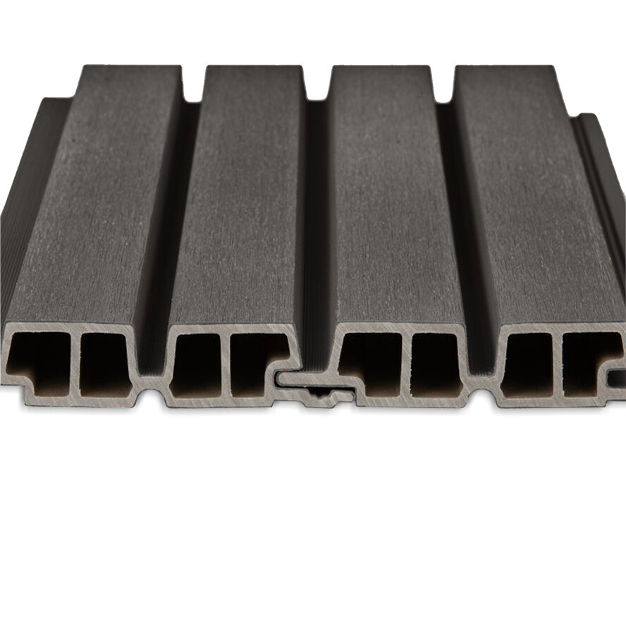 Composiet dubbel blokprofiel (hol) - antraciet look - 33x140 mm - blokprofiel - houtcomposiet Composiet dubbel blokprofiel (hol) - antraciet look - 33x140 mm - blokprofiel - houtcomposiet