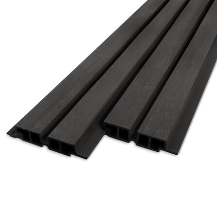 Composiet dubbel blokprofiel (hol) - zwart ebben look - 33x140 mm - blokprofiel - houtcomposiet