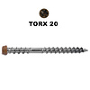PuraFix montageschroeven RVS - diameter: 5 mm - lengte: 60 mm - in kleur gecoate schroefkop - torx 20 -RVS (vlonder)schroeven - grove spoed - met snijpunt - 75 stuks