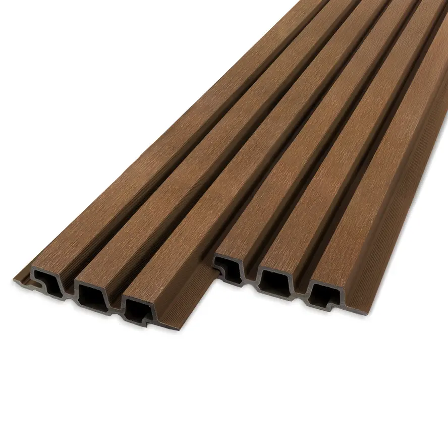 Composiet Deens rabat (hol) - teak look - 33x140 mm - deensrabat - houtcomposiet Composiet Deens rabat (hol) - teak look - 33x140 mm - deensrabat - houtcomposiet