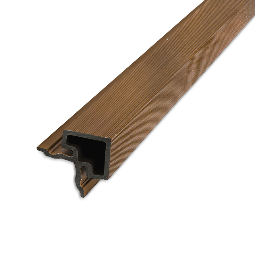 Composiet hoekprofiel - teak kleur - 67x67 mm - hoek afwerkprofiel houtcomposiet Composiet hoekprofiel - teak kleur - 67x67 mm - hoek afwerkprofiel houtcomposiet