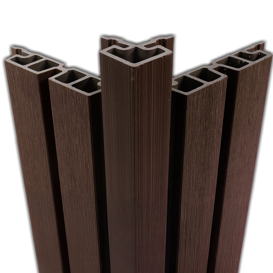 Composiet hoekprofiel - teak kleur - 67x67 mm - hoek afwerkprofiel houtcomposiet Composiet hoekprofiel - teak kleur - 67x67 mm - hoek afwerkprofiel houtcomposiet