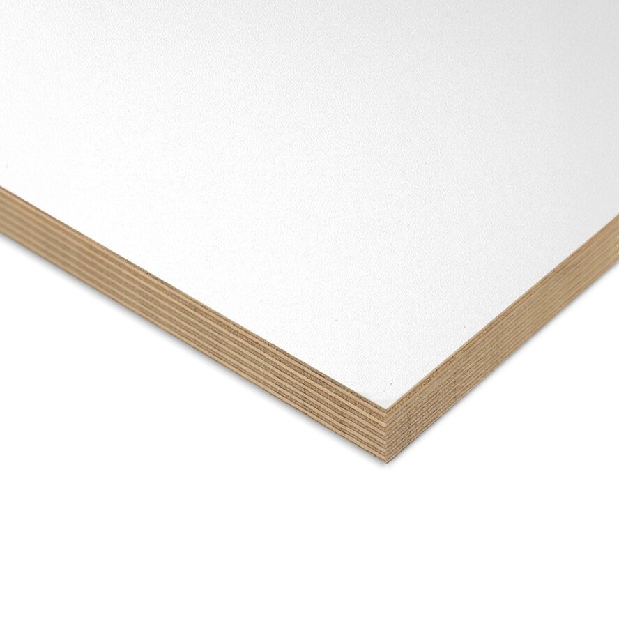 Wit berken multiplex (melamine) - RAL 9016 - 18 mm dik - melamine plaat - Melaply Wit berken multiplex (melamine) - RAL 9016 - 18 mm dik - melamine plaat - Melaply