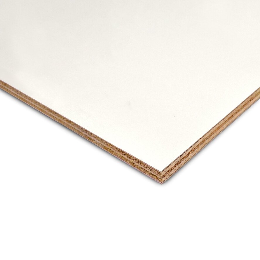 Wit / grijs okoume multiplex - 12 mm dik - hardhout multiplex plaat - wit / grijs gegrond - Multipaint - garantieplaat 30 jaar Wit / grijs okoume multiplex - 12 mm dik - hardhout multiplex plaat - wit / grijs gegrond - Multipaint - garantieplaat 30 jaar