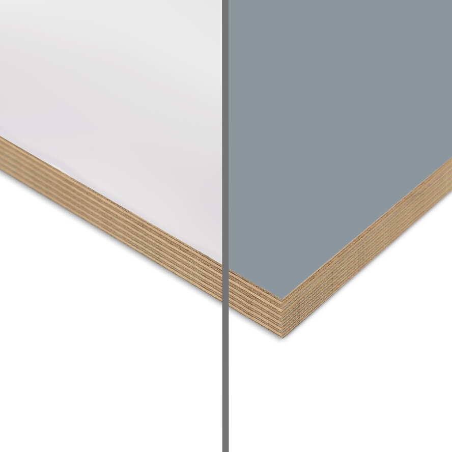 Wit / grijs berken multiplex - RAL 9003 / 7001 - 18 mm dik - multiplex plaat berken - PPL coating Wit / grijs berken multiplex - RAL 9003 / 7001 - 18 mm dik - multiplex plaat berken - PPL coating