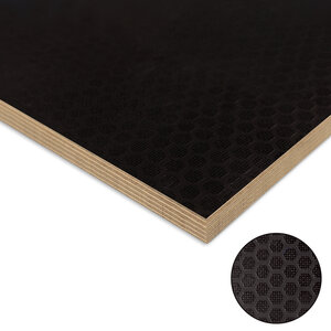 Betonplex berken antislip hexa - zwart bruin - 15 mm dik - Fortodeck Betonplex berken antislip hexa - zwart bruin - 15 mm dik - Fortodeck
