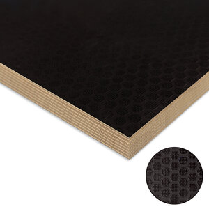Betonplex berken antislip hexa - zwart bruin - 21 mm dik - Fortodeck Betonplex berken antislip hexa - zwart bruin - 21 mm dik - Fortodeck