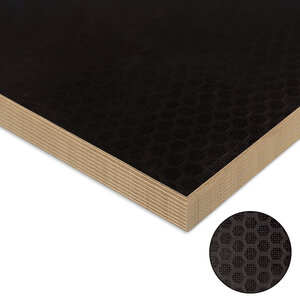 Betonplex berken antislip hexa - zwart bruin - 27 mm dik - Fortodeck Betonplex berken antislip hexa - zwart bruin - 27 mm dik - Fortodeck