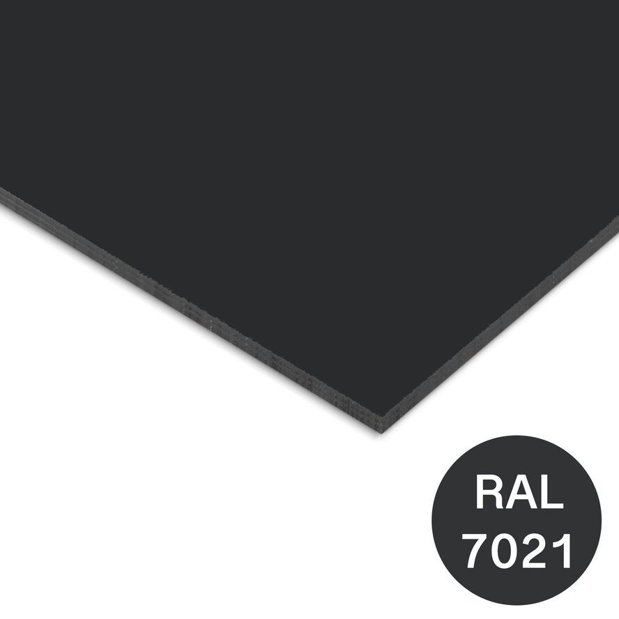 Zwartgrijs (1 zijde) - Trespa plaat - RAL 7021 - 6 mm dik - HPL plaat - Trespa Izeon - garantieplaat 10 jaar Zwartgrijs (1 zijde) - Trespa plaat - RAL 7021 - 6 mm dik - HPL plaat - Trespa Izeon - garantieplaat 10 jaar