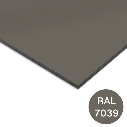 Trespa plaat - eenzijdig bruingrijs (RAL 7039) - 6 mm dik - donkergrijze HPL plaat - Trespa Izeon - garantieplaat 10 jaar