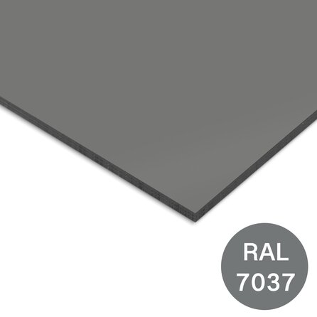 Trespa plaat - eenzijdig grijs (RAL 7037) - 6 mm dik - grijze HPL plaat - Trespa Izeon - garantieplaat 10 jaar