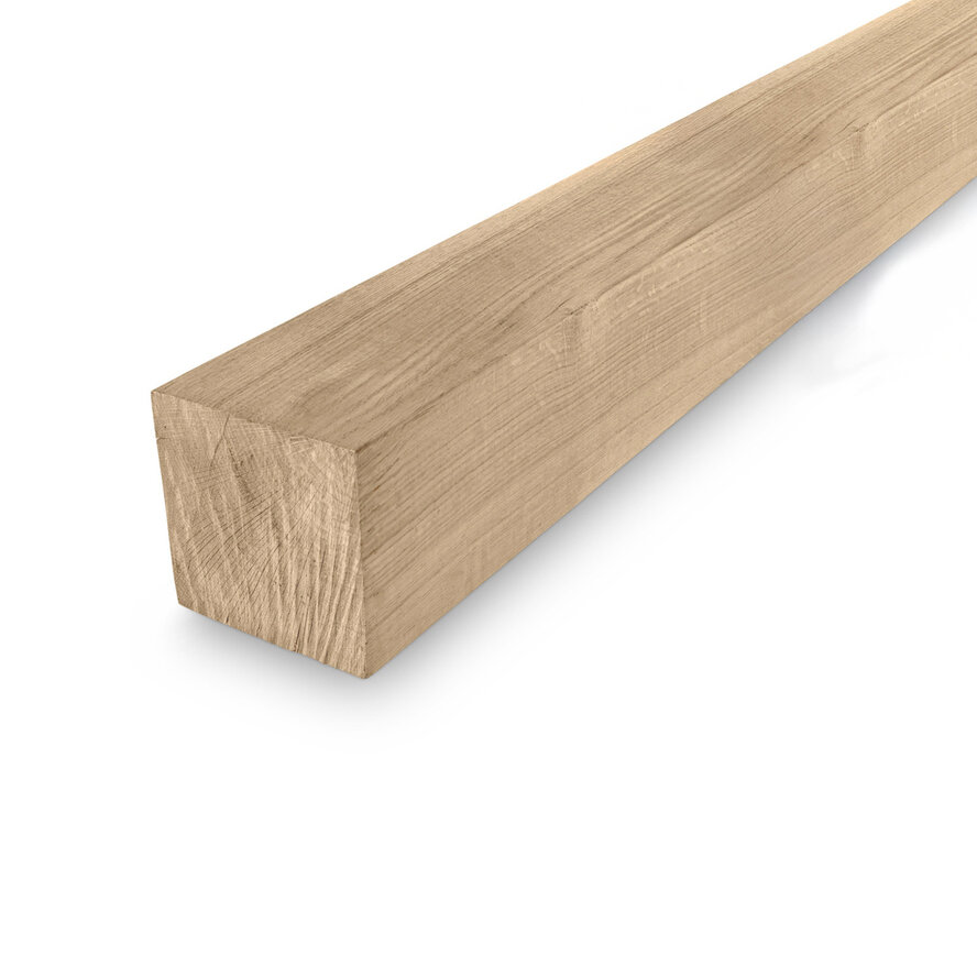 Eiken balk - 110x110 mm - geschaafd - balk voor buiten - eikenhout AD 20-25% Eiken balk - 110x110 mm - geschaafd - balk voor buiten - eikenhout AD 20-25%