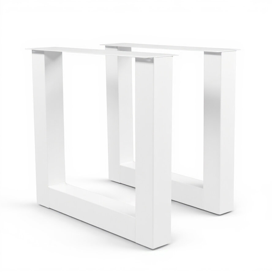 Witte U-poten (set) - staal / ijzer - 10x10 cm - hoogte: 72 cm - breedte (montageplaat): 78 cm - tafelpoot metaal wit gecoat Witte U-poten (set) - staal / ijzer - 10x10 cm - hoogte: 72 cm - breedte (montageplaat): 78 cm - tafelpoot metaal wit gecoat