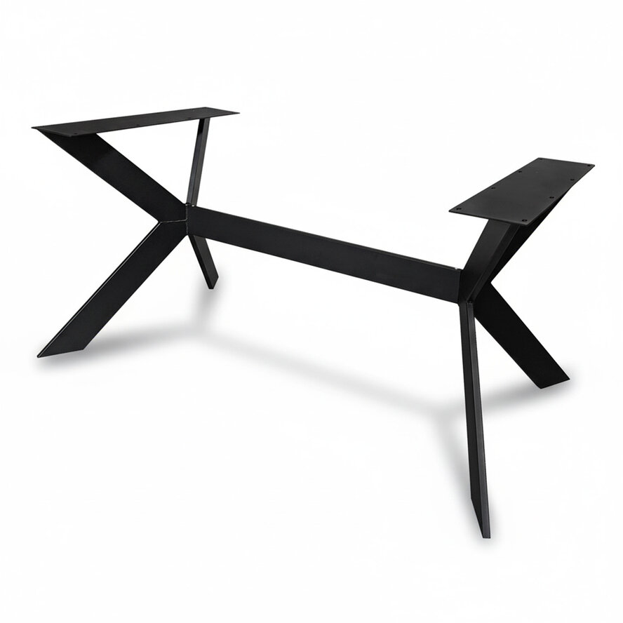 Zwart x-poot frame tafelonderstel (3-delig) - staal / ijzer - afmeting: 90x155 cm - breedte montageplaat: 78 cm - hoogte: 72 cm - kruispoot onderstel metaal zwart gecoat Zwart x-poot frame tafelonderstel (3-delig) - staal / ijzer - afmeting: 90x155 cm - breedte montageplaat: 78 cm - hoogte: 72 cm - kruispoot onderstel metaal zwart gecoat