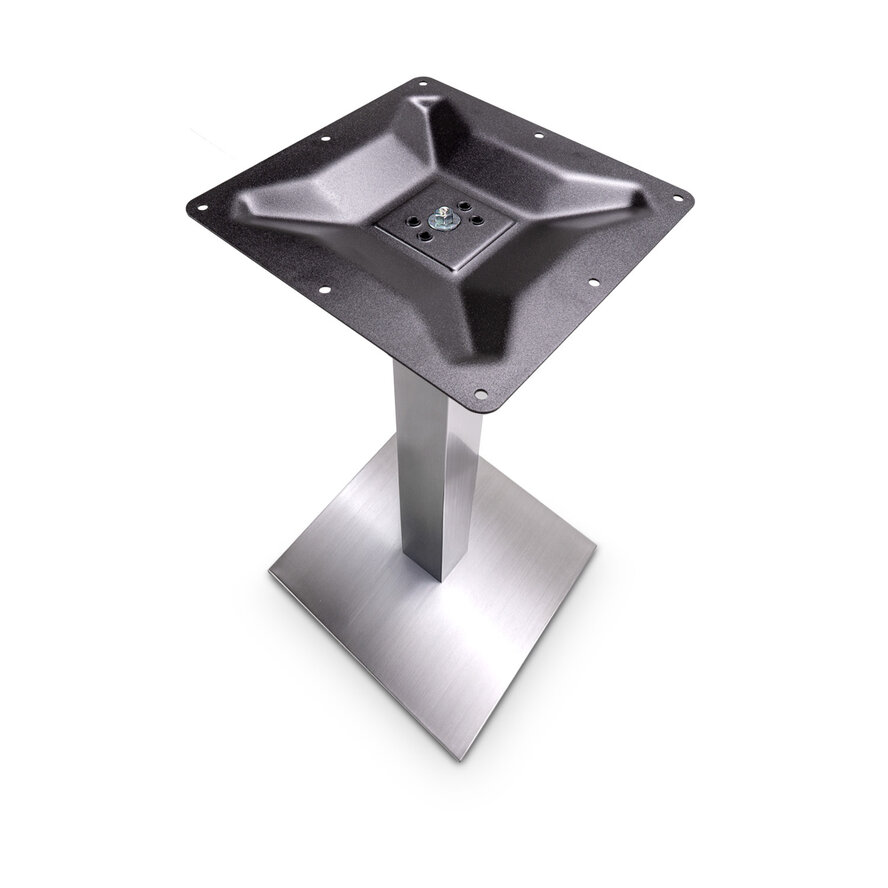Gietijzeren (horeca)tafel onderstel vierkant RVS look - op voet - 8x8 cm - 72 cm hoog - 40x40 cm (voet)plaatafmeting - RVS look (glad) gecoat Gietijzeren (horeca)tafel onderstel vierkant RVS look - op voet - 8x8 cm - 72 cm hoog - 40x40 cm (voet)plaatafmeting - RVS look (glad) gecoat