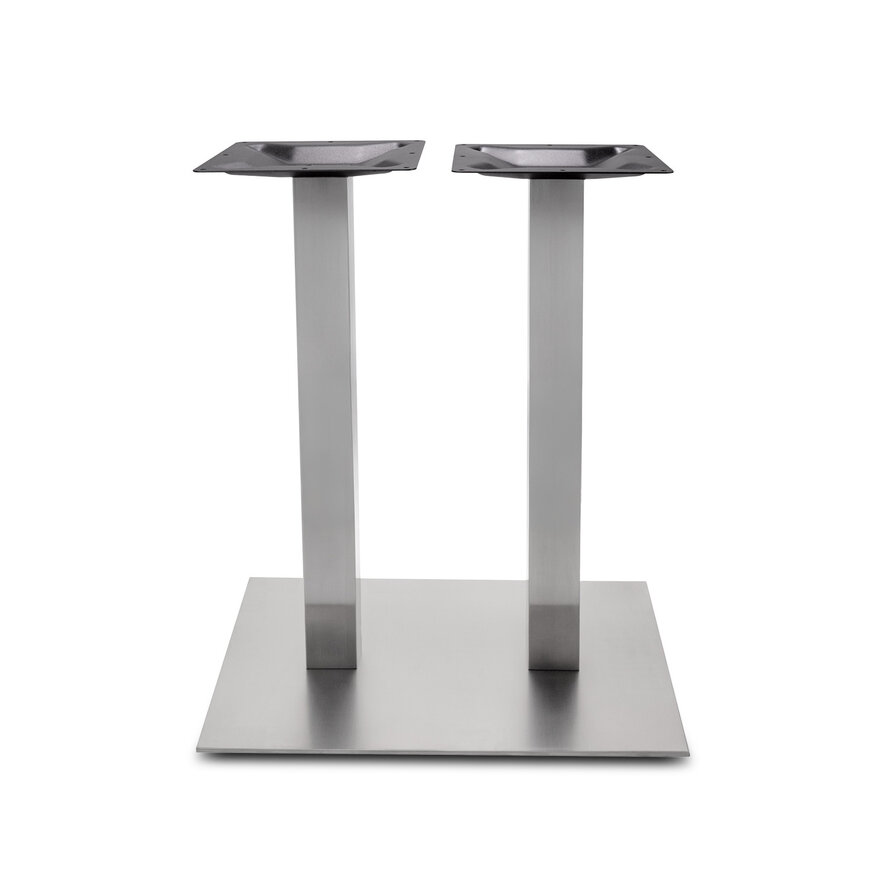 Gietijzeren (horeca)tafel onderstel DUO vierkant RVS look - op voet - 8x8 cm - 72 cm hoog - 40x70 cm (voet)plaatafmeting - RVS look (glad) gecoat Gietijzeren (horeca)tafel onderstel DUO vierkant RVS look - op voet - 8x8 cm - 72 cm hoog - 40x70 cm (voet)plaatafmeting - RVS look (glad) gecoat