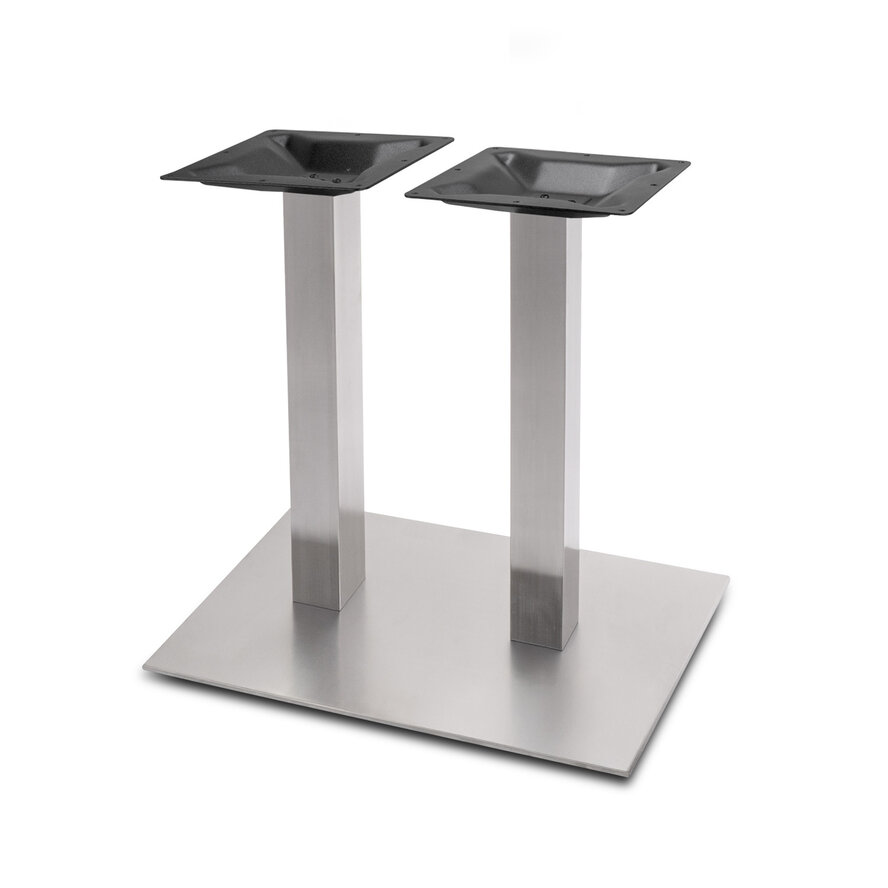 Gietijzeren (horeca)tafel onderstel DUO vierkant RVS look - op voet - 8x8 cm - 72 cm hoog - 40x70 cm (voet)plaatafmeting - RVS look (glad) gecoat Gietijzeren (horeca)tafel onderstel DUO vierkant RVS look - op voet - 8x8 cm - 72 cm hoog - 40x70 cm (voet)plaatafmeting - RVS look (glad) gecoat