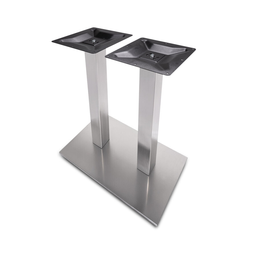 Gietijzeren (horeca)tafel onderstel DUO vierkant RVS look - op voet - 8x8 cm - 72 cm hoog - 40x70 cm (voet)plaatafmeting - RVS look (glad) gecoat Gietijzeren (horeca)tafel onderstel DUO vierkant RVS look - op voet - 8x8 cm - 72 cm hoog - 40x70 cm (voet)plaatafmeting - RVS look (glad) gecoat