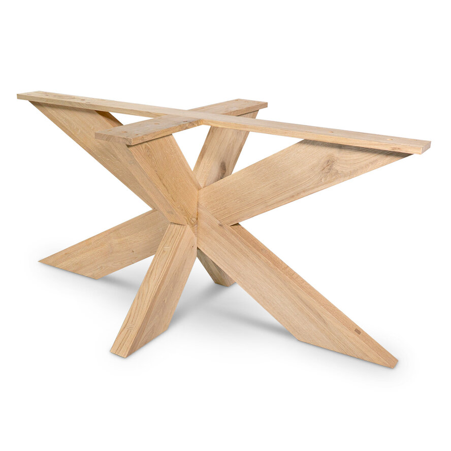 Eiken matrix 3D tafelpoot 16x6 cm - 72 cm hoog - 180x90 cm - Rustiek licht geborsteld - Spin 3D kruis / X-poot - 12% KD Europees eikenhout Eiken matrix 3D tafelpoot 16x6 cm - 72 cm hoog - 180x90 cm - Rustiek licht geborsteld - Spin 3D kruis / X-poot - 12% KD Europees eikenhout