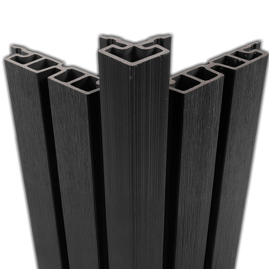 Composiet hoekprofiel - zwart - 67x67 mm - hoek afwerkprofiel houtcomposiet Composiet hoekprofiel - zwart - 67x67 mm - hoek afwerkprofiel houtcomposiet