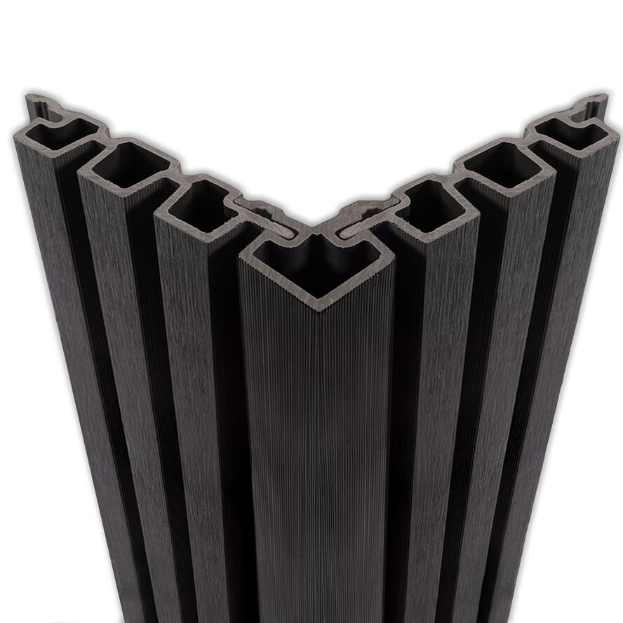 Composiet hoekprofiel - zwart - 67x67 mm - hoek afwerkprofiel houtcomposiet Composiet hoekprofiel - zwart - 67x67 mm - hoek afwerkprofiel houtcomposiet