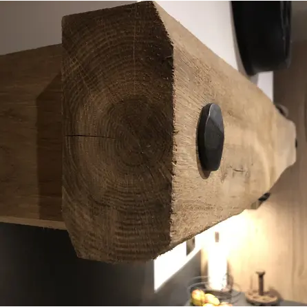 Oude eiken balk - 90x90 mm - gerookt - balk voor binnen / beschut buiten - verouderd eikenhout AD 20-25%