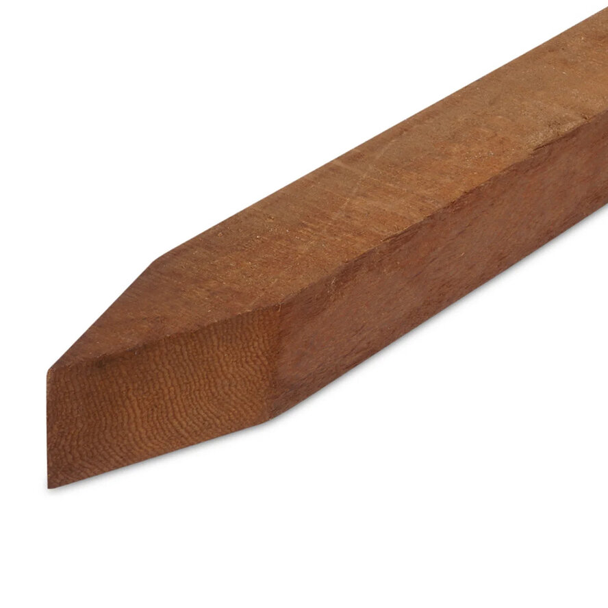 Azobé paal met punt - 80x80 mm - fijnbezaagd / ruw - rechte puntpaal - azobe hardhout AD 20-25% Azobé paal met punt - 80x80 mm - fijnbezaagd / ruw - rechte puntpaal - azobe hardhout AD 20-25%